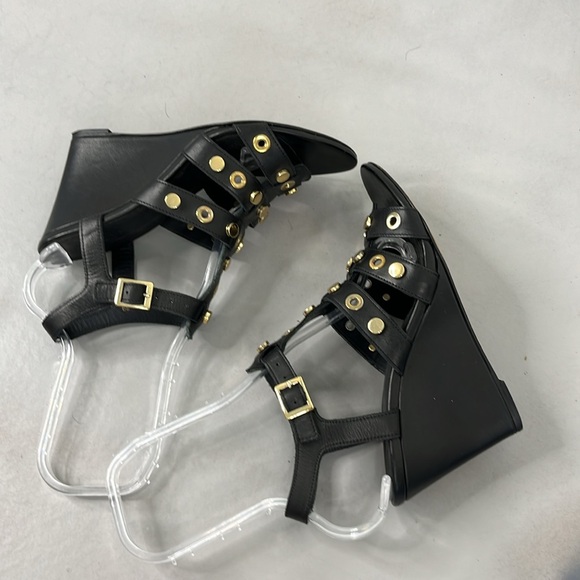 Sandro Grommet Wedge Gladiator Heels Sandals Studded - Picture 7 of 11